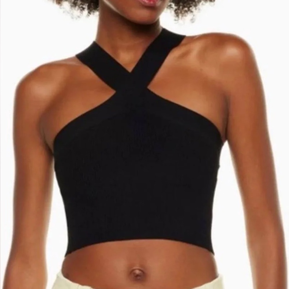 Babaton Sculpt Knit Criss Cross Tank Black Size Small